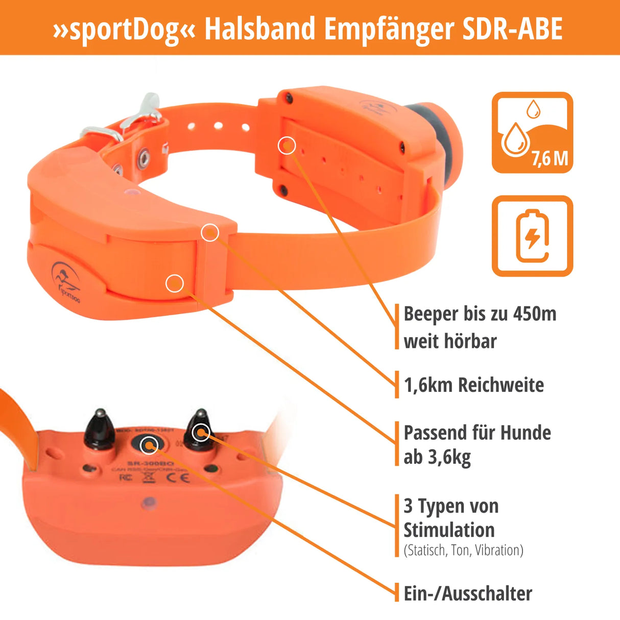 Teletakt »sportDOG« Erziehungshalsband zu SD-1875E · 7-stufig, Beeper