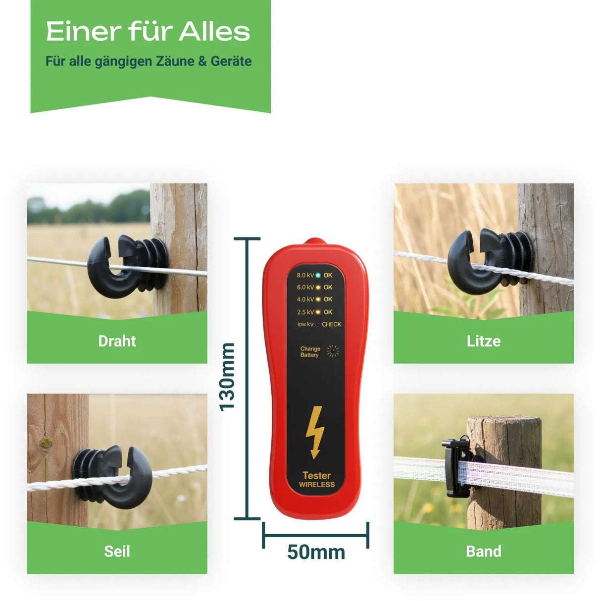 Zaunprüfer »Redster« Weidezaunprüfer mit Sensor · bis 8.000V