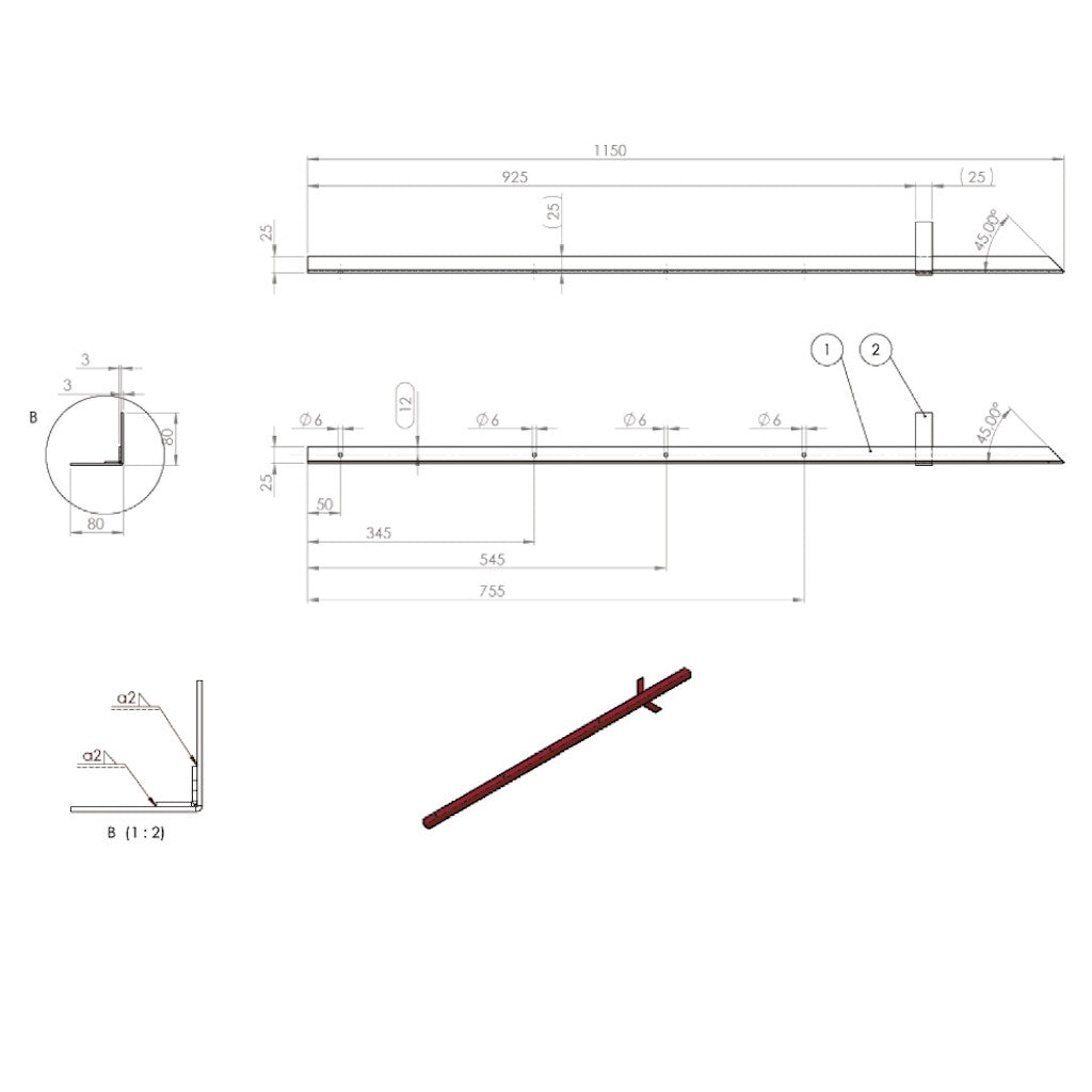 Winkeleisenpfähle »Classic« 20x, harte Böden, Ecken · 3mm, 115cm
