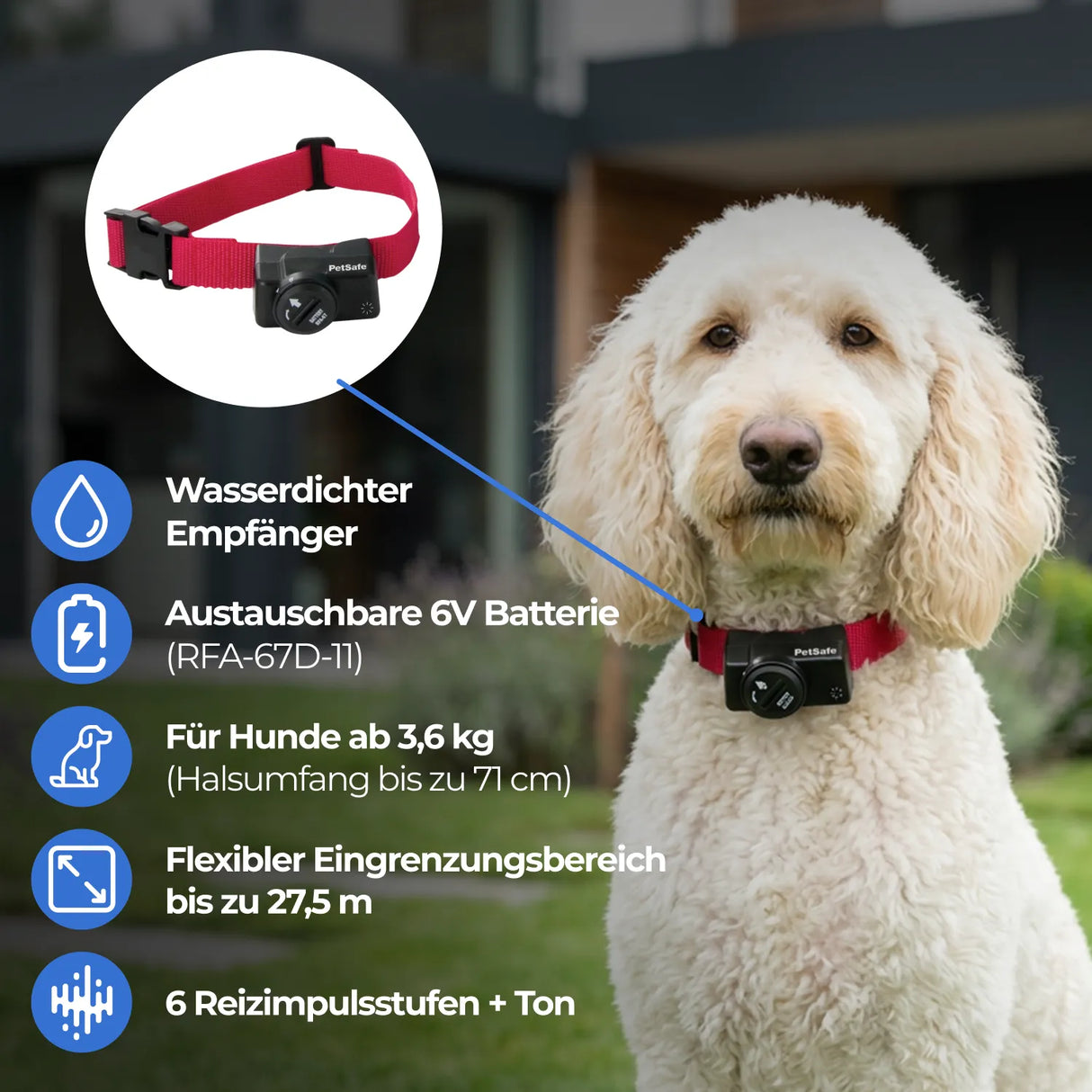 Unsichtbarer Hundezaun 27,5m Radius »Drahtlos Comfort« · ab 3,6kg