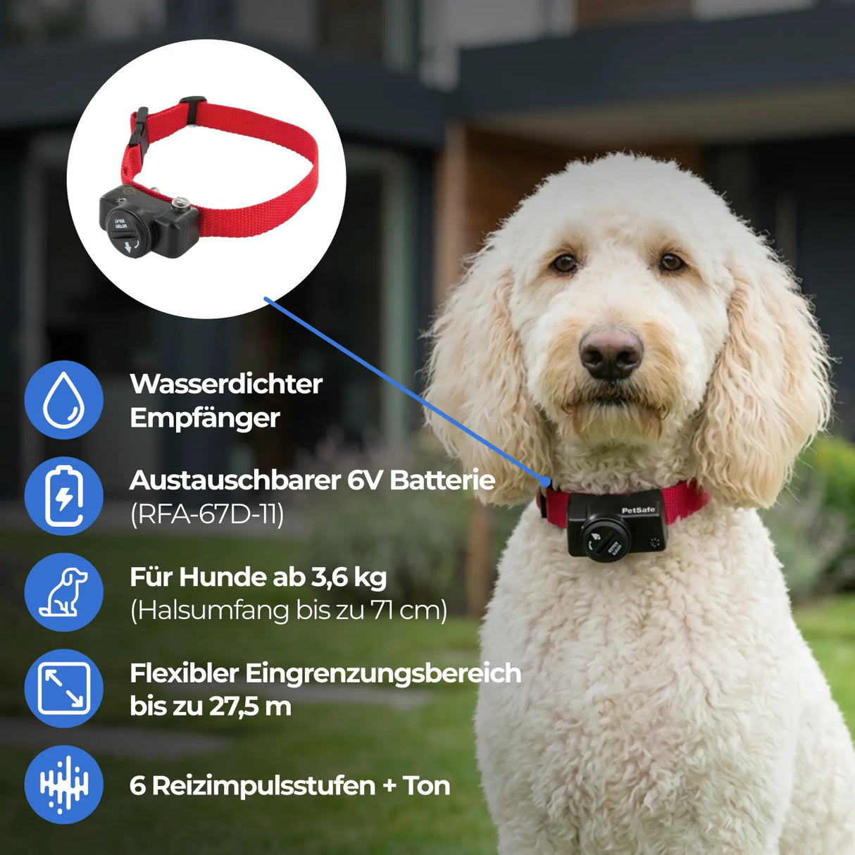 Unsichtbarer Hundezaun »Deluxe« Zusatzhalsband mit Ton, Impuls & Vibration