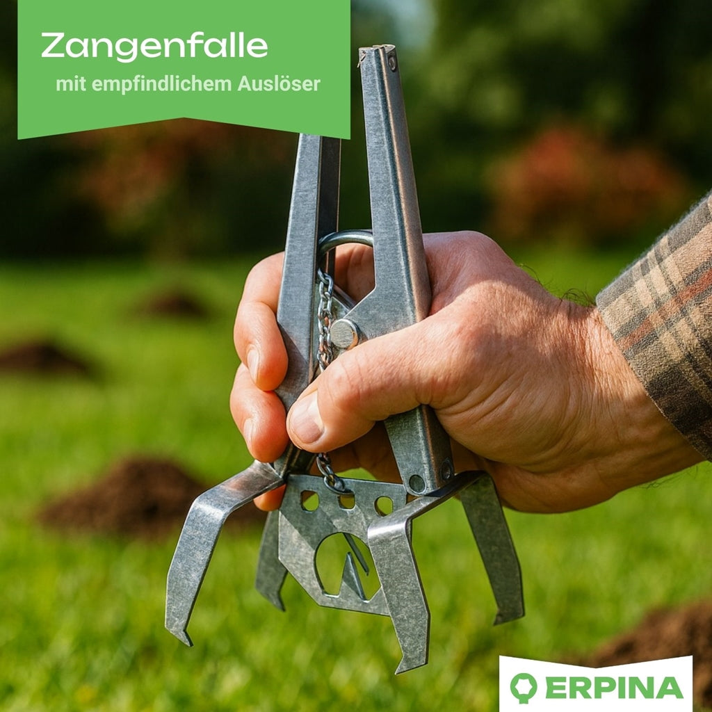 ERPINA® Wühlmaus-Zangenfalle »Pro« mit Köderplatte · sichere Wühlmausbekämpfung