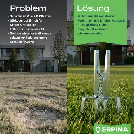 ERPINA® Wühlmaus-Zangenfalle »Pro« mit Köderplatte · sichere Wühlmausbekämpfung
