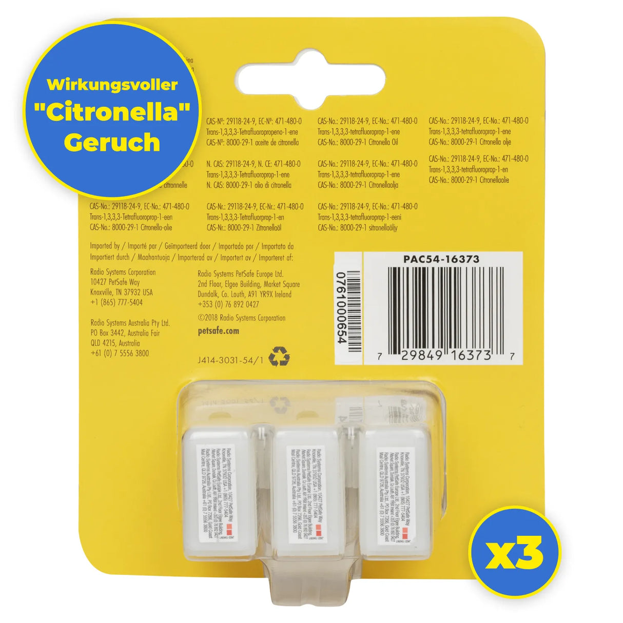 3x Nachfüllpatrone zu Petsafe Sprühhalsband »Spray Deluxe« Citronella · zitrone